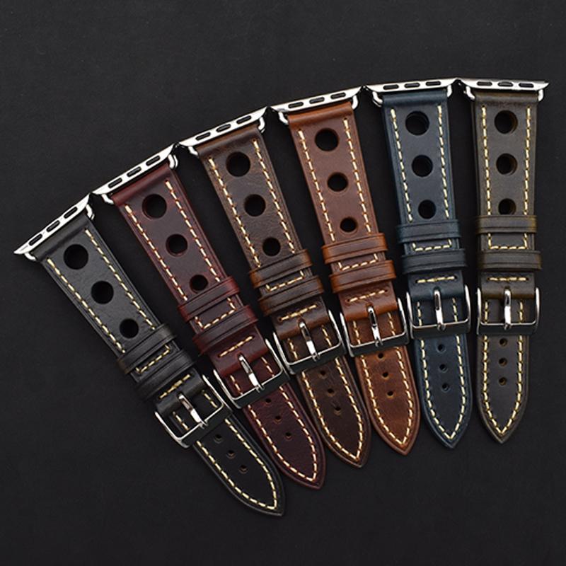 Holed Leather Bands For Apple Watch Series 1, 2, 3, 4 & 5 - 38/40mm - 42/44mm - Troogears