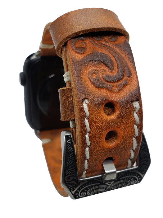 CARVED LEATHER BAND/STRAP FOR APPLE iWatch Series 5, 4, 3, 2, 1 - Troogears
