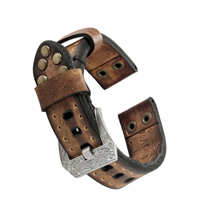 Handmade Leather Watch Band Watch Strap Crazy Cow Studded Apple Watch Band - Troogears