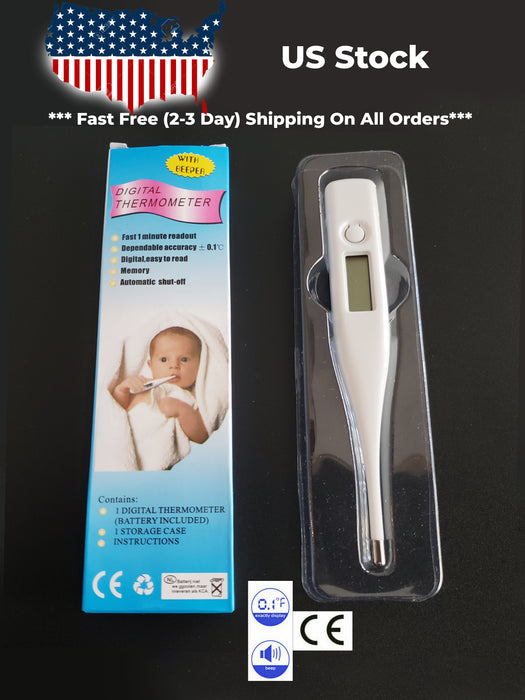 Digital LCD Oral Medical Thermometer For Baby Kids Adults Health Fever FDA Compliant! - Troogears